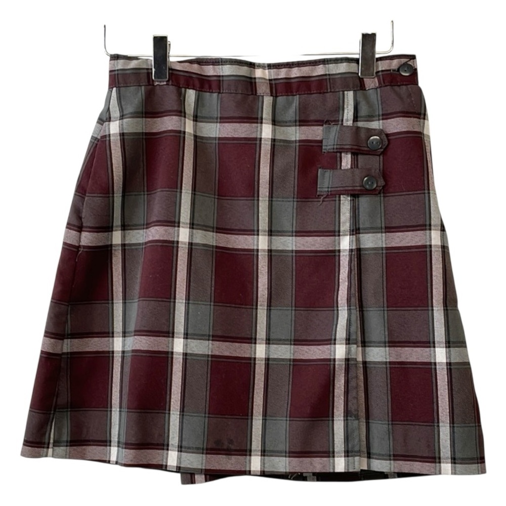 Plaid Mini Wrap Skirt Skort Uniform Girls 12 Grunge Steampunk‎ Preppy Dennis Red